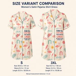 Personalized Flamingo Satin Pajama Shirt Dress | Stand Tall Stay Pink Sleep Dress | Custom Beach Bestie Gift - FlamingoAholic