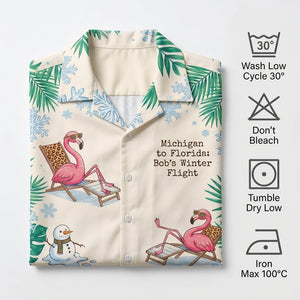 Personalized Flamingo & Snowman Winter Flight Tropical Hawaiian Shirt - FlamingoAholic
