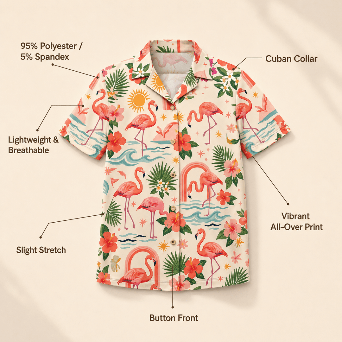 Personalized Flamingo Social Club Hawaiian Shirt for Women | Custom Flamingo Lover Beach Shirt | Palm Beach Coastal Gift - FlamingoAholic