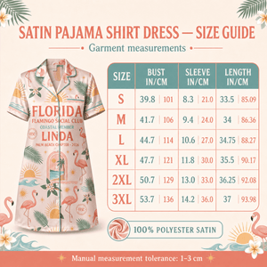 Personalized Flamingo Social Club Satin Pajama Shirt Dress | Coastal Member Sleep Shirt | Palm Beach Luxury Sleepwear - FlamingoAholic