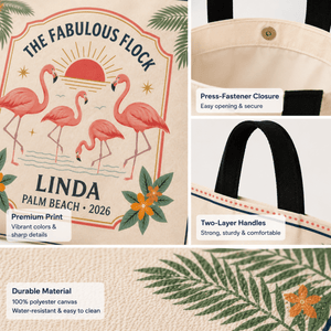 Personalized Flamingo Tote Bag | Custom Beach Bag | Tropical Vacation Shopping Tote - FlamingoAholic