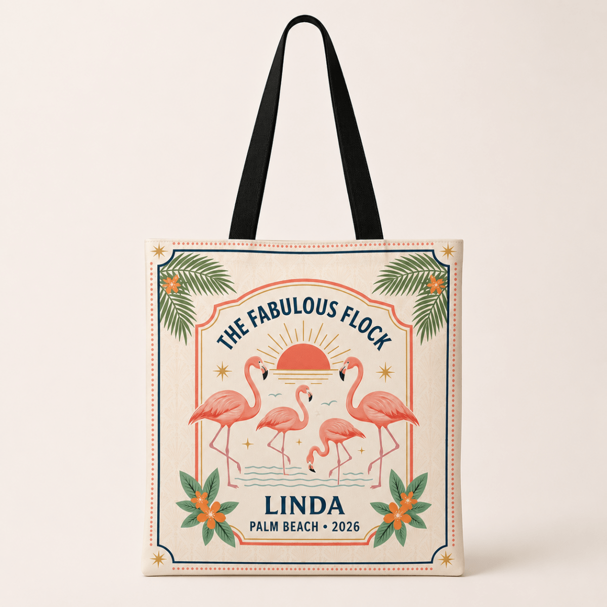 Personalized Flamingo Tote Bag | Custom Beach Bag | Tropical Vacation Shopping Tote - FlamingoAholic