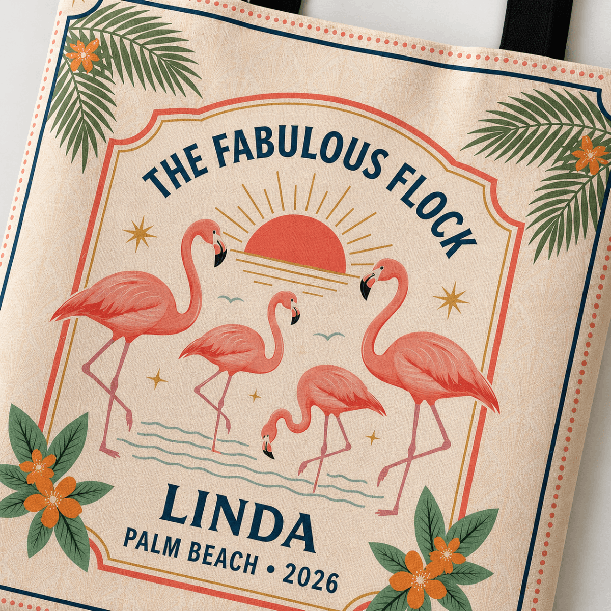 Personalized Flamingo Tote Bag | Custom Beach Bag | Tropical Vacation Shopping Tote - FlamingoAholic
