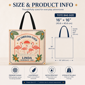 Personalized Flamingo Tote Bag | Custom Beach Bag | Tropical Vacation Shopping Tote - FlamingoAholic