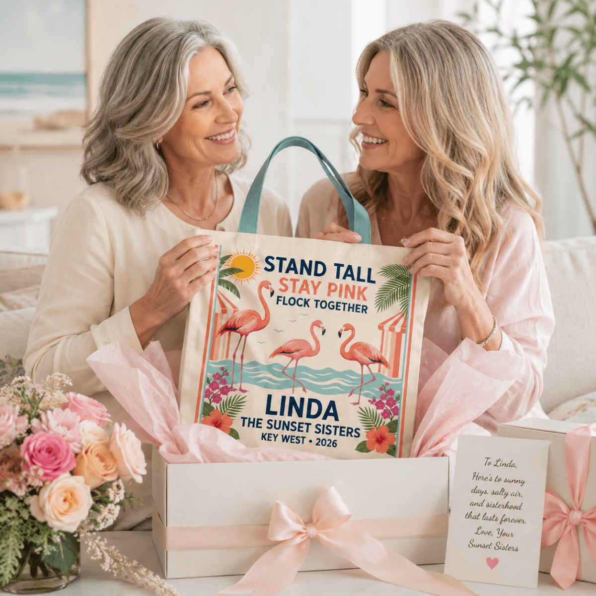 Personalized Flamingo Tote Bag | Stand Tall Stay Pink Beach Canvas Shopping Bag - FlamingoAholic