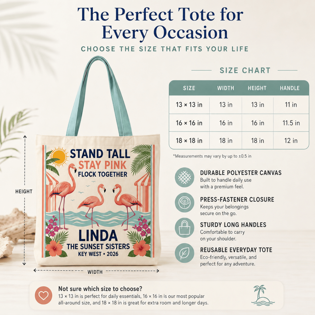 Personalized Flamingo Tote Bag | Stand Tall Stay Pink Beach Canvas Shopping Bag - FlamingoAholic