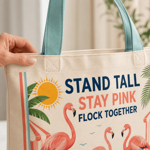 Personalized Flamingo Tote Bag | Stand Tall Stay Pink Beach Canvas Shopping Bag - FlamingoAholic