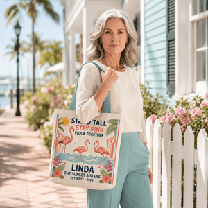 Personalized Flamingo Tote Bag | Stand Tall Stay Pink Beach Canvas Shopping Bag - FlamingoAholic