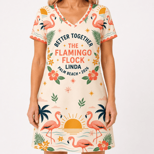 Personalized Flamingo V-Neck Dress | Better Together Beach Summer Dress for Women - FlamingoAholic
