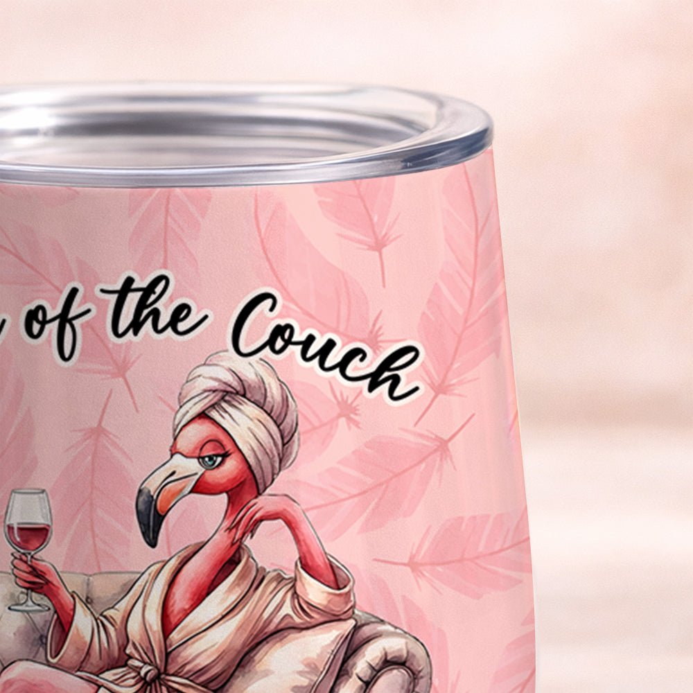 Personalized Flamingo Wine Tumbler - Queen of the Couch Custom Name Gift for Her - FlamingoAholic