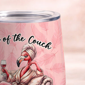 Personalized Flamingo Wine Tumbler - Queen of the Couch Custom Name Gift for Her - FlamingoAholic