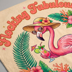 Personalized Flocking Fabulous Flamingo Girls' Trip Custom Beach Towel - FlamingoAholic