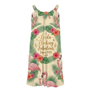 Personalized Flocking Fabulous Since 1976 Flamingo Tropical Summer Dress - FlamingoAholic