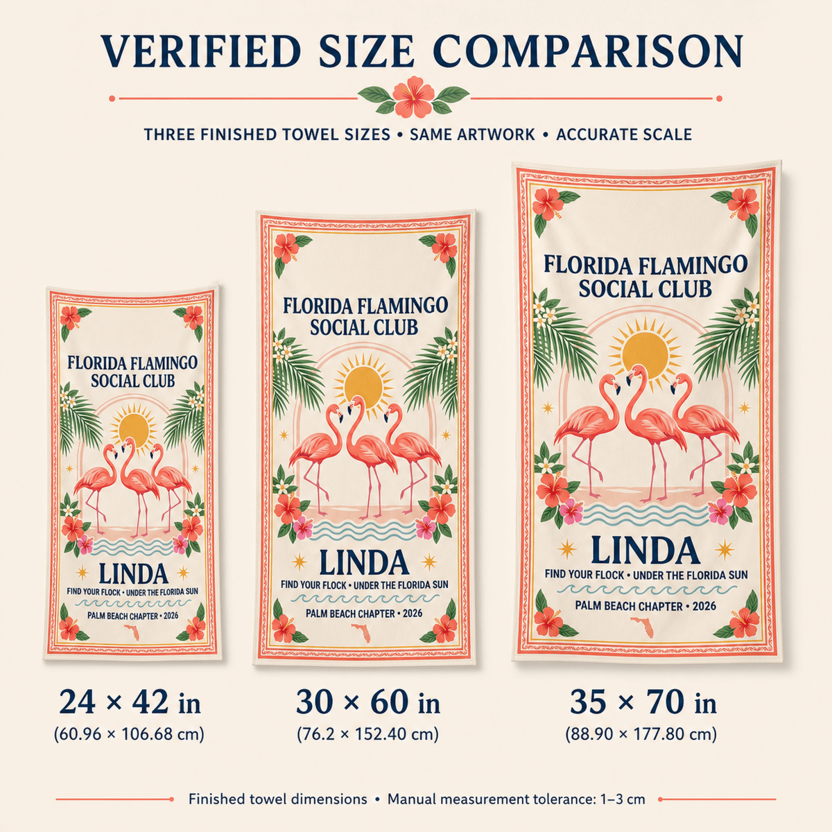 Personalized Florida Flamingo Beach Towel | Custom Pool Towel | Tropical Vacation Gift - FlamingoAholic