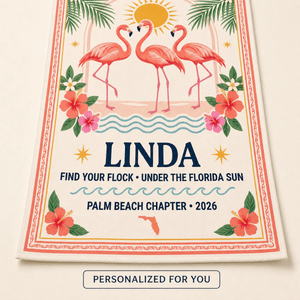 Personalized Florida Flamingo Beach Towel | Custom Pool Towel | Tropical Vacation Gift - FlamingoAholic