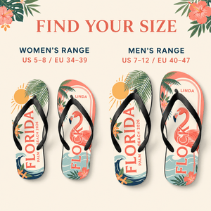 Personalized Florida Flamingo Flip Flops for Women | Custom Palm Beach Summer Sandals | Tropical Vacation Gift - FlamingoAholic
