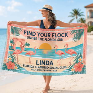 Personalized Florida Flamingo Sarong | Custom Beach Cover Up Wrap | Tropical Vacation Gift - FlamingoAholic