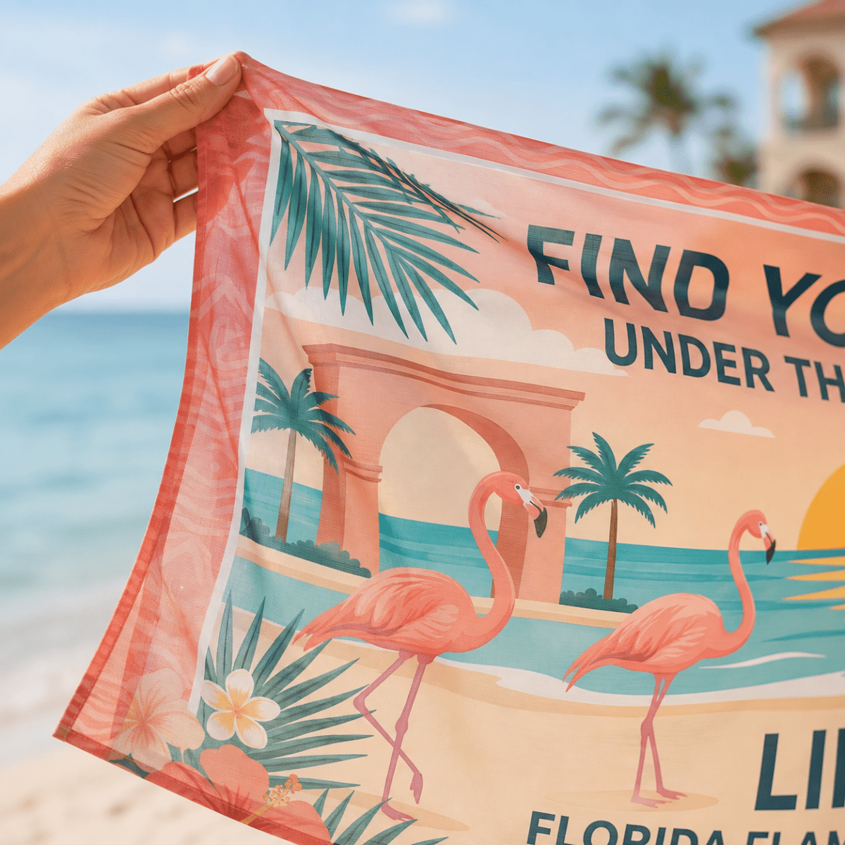 Personalized Florida Flamingo Sarong | Custom Beach Cover Up Wrap | Tropical Vacation Gift - FlamingoAholic
