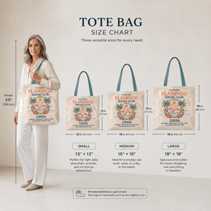 Personalized Florida Flamingo Social Club Tote Bag | Custom Beach Canvas Bag - FlamingoAholic