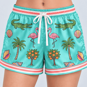 Personalized Florida Tropical Satin Pajama Set for Women - FlamingoAholic