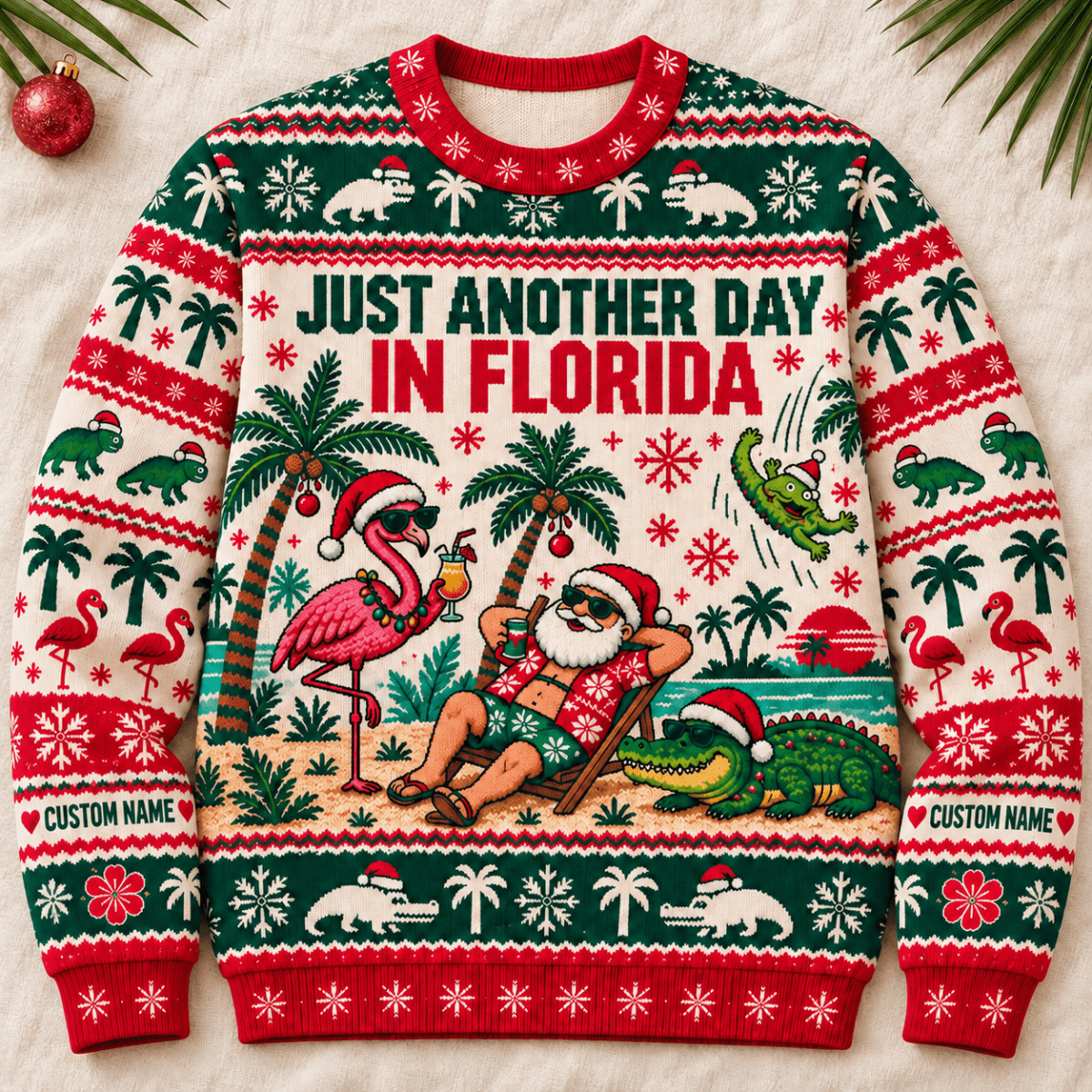 Personalized Florida Ugly Christmas Knitted Sweater & Cardigan - FlamingoAholic