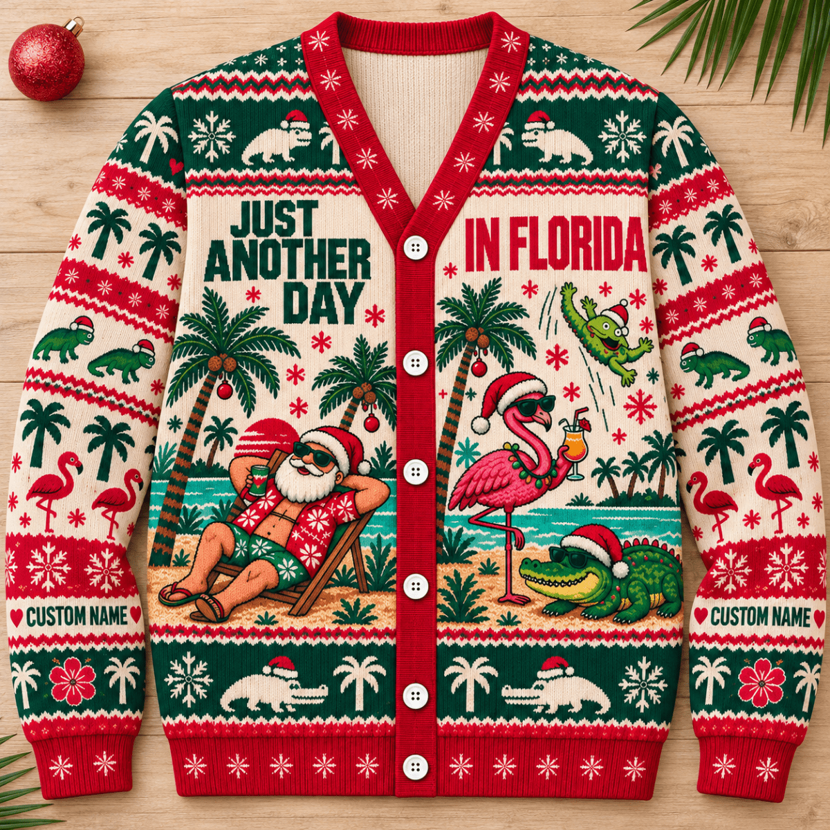 Personalized Florida Ugly Christmas Knitted Sweater & Cardigan - FlamingoAholic