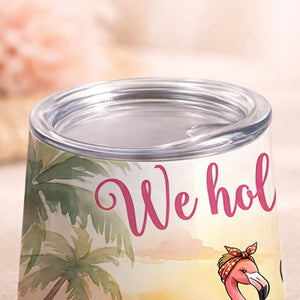 Personalized Friendship Flamingo Wine Tumbler 12oz - Insulated Custom Stainless Steel Gift - FlamingoAholic