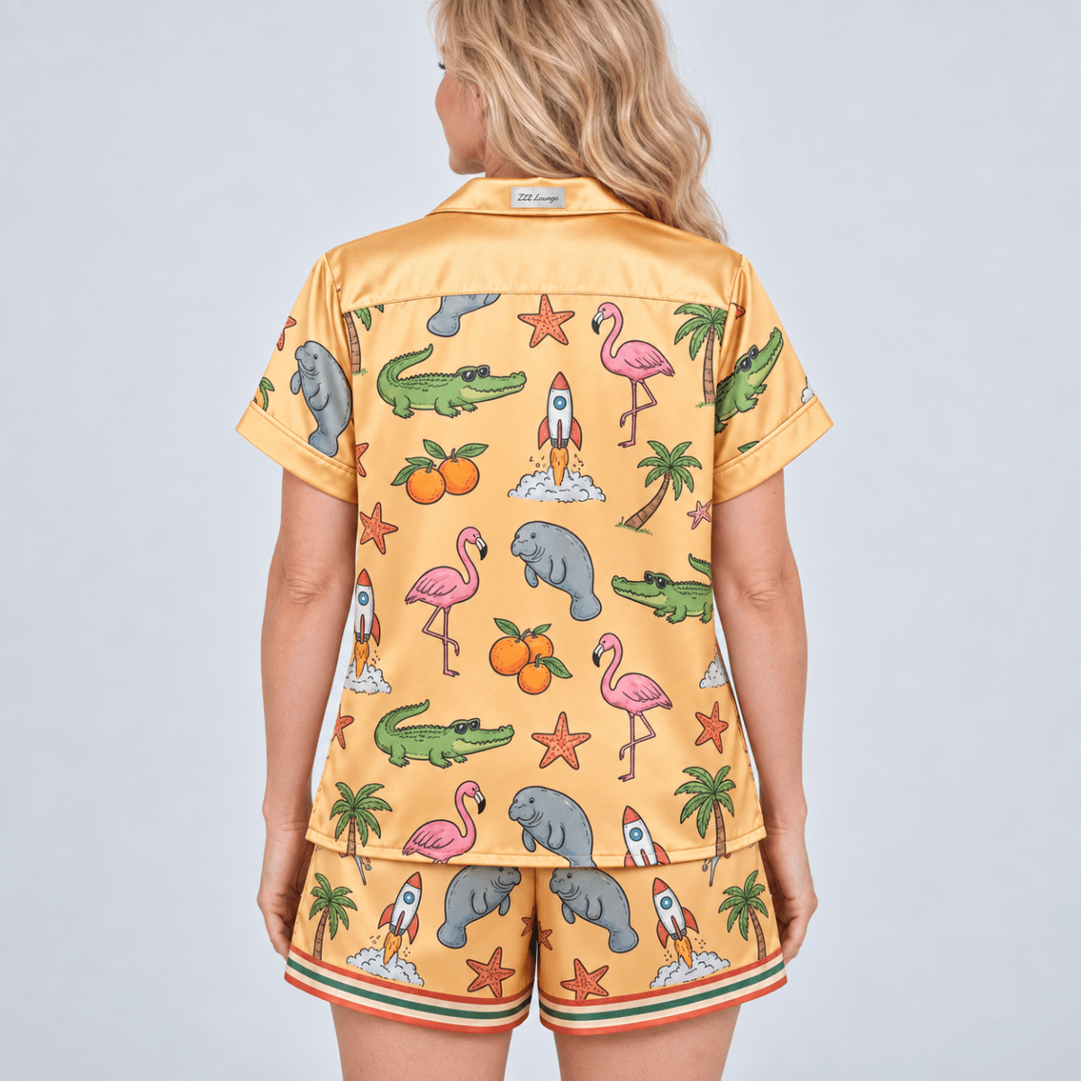 Personalized Funny Florida Humidity Satin Pajama Set for Women - FlamingoAholic