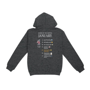 Personalized Funny January Flamingo Hoodie - Fran's Cozy Winter Mood Sweatshirt - FlamingoAholic