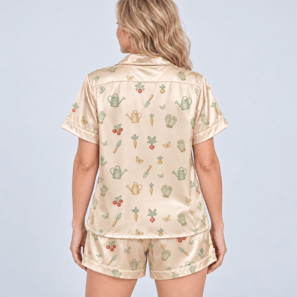 Personalized Gardening Satin Pajama Set for Women, Funny Plant Lover Pajamas - FlamingoAholic