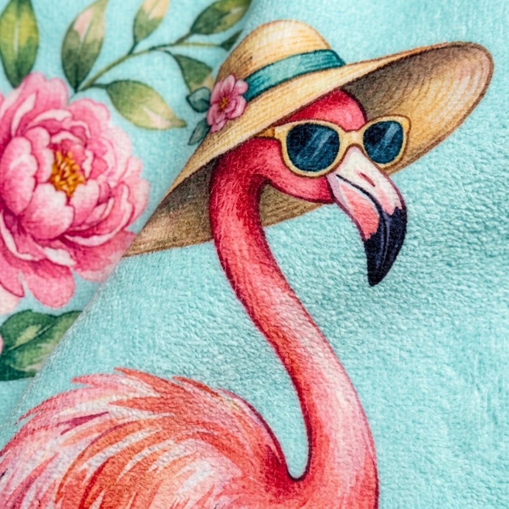 Personalized Glam-ma Beach Towel - "Loves Her Little Flamingos" Custom Names Gift - FlamingoAholic