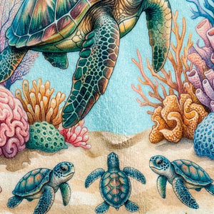 Personalized "Glam-ma" Turtle Beach Towel - Custom Grandchildren Names Summer Gift - FlamingoAholic