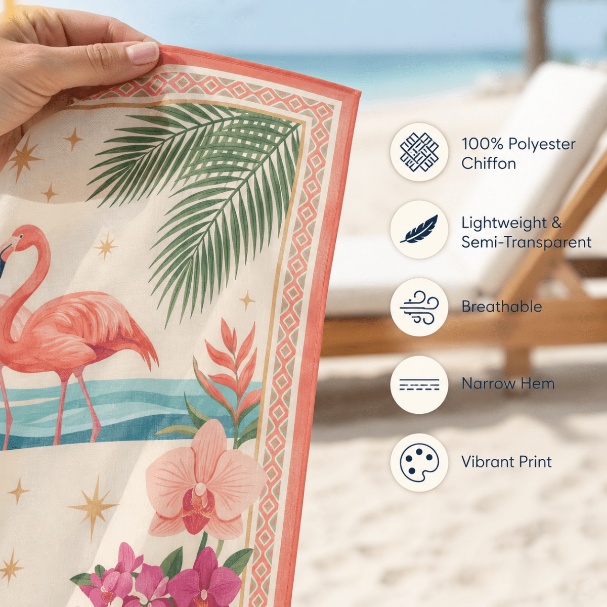 Personalized Glam-Mas Beach Sarong | Custom Flamingo Chiffon Cover Up | Tropical Gift - FlamingoAholic