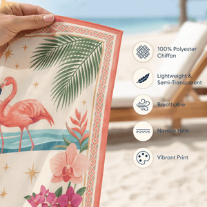 Personalized Glam-Mas Beach Sarong | Custom Flamingo Chiffon Cover Up | Tropical Gift - FlamingoAholic
