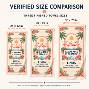 Personalized Glam-Mas Beach Towel | Custom Tropical Bestie Gift | Flamingo Pool Towel - FlamingoAholic