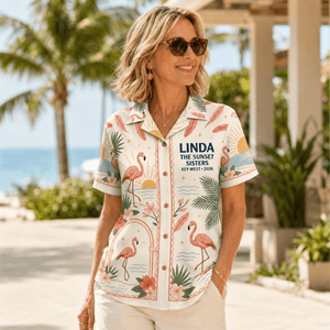 Personalized Good Friends Hawaiian Shirt for Women | Custom Best Friends Beach Vacation Shirt | Flamingo Friendship Gift - FlamingoAholic