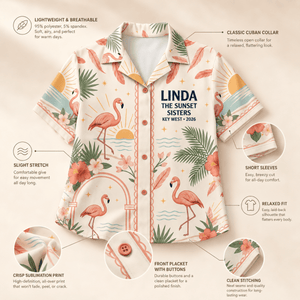 Personalized Good Friends Hawaiian Shirt for Women | Custom Best Friends Beach Vacation Shirt | Flamingo Friendship Gift - FlamingoAholic