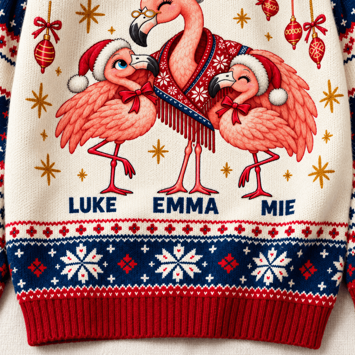 Personalized Grandma's Favorite Flock Christmas Sweater & Cardigan With Grandkids Names - FlamingoAholic