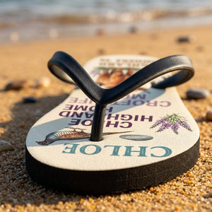 Personalized Highland Cow Lightweight Flip Flops - Custom Name "Chloe" - FlamingoAholic