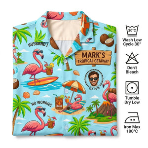Personalized "Husband Life" Flamingo Tropical Vacation Hawaiian Shirt - FlamingoAholic