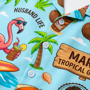 Personalized "Husband Life" Flamingo Tropical Vacation Hawaiian Shirt - FlamingoAholic