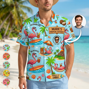 Personalized "Husband Life" Flamingo Tropical Vacation Hawaiian Shirt - FlamingoAholic