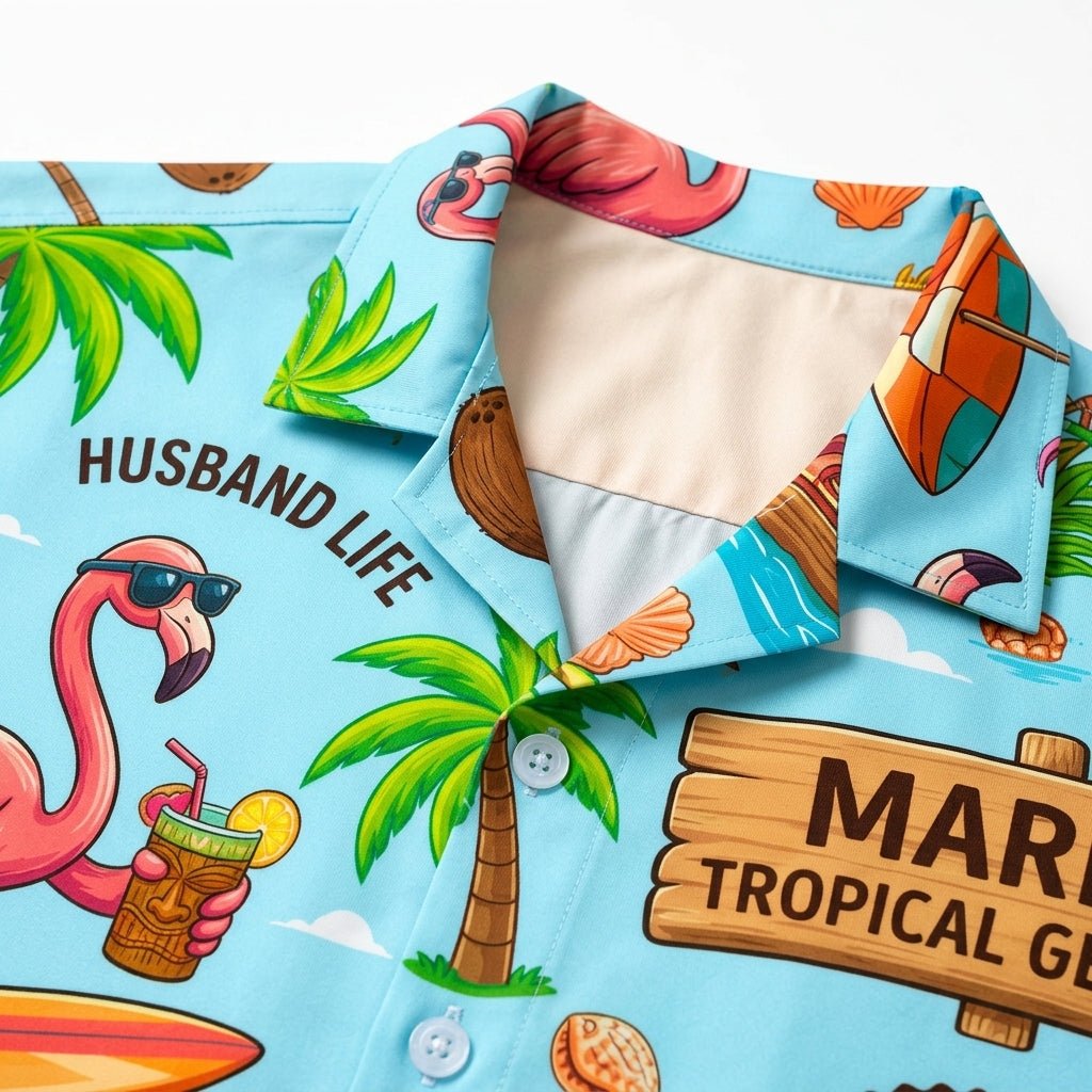 Personalized "Husband Life" Flamingo Tropical Vacation Hawaiian Shirt - FlamingoAholic
