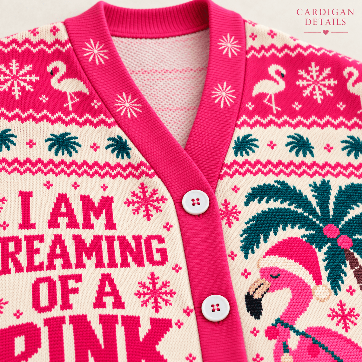 Personalized I Am Dreaming Of A Pink Christmas Flamingo Knitted Sweater & Cardigan - FlamingoAholic
