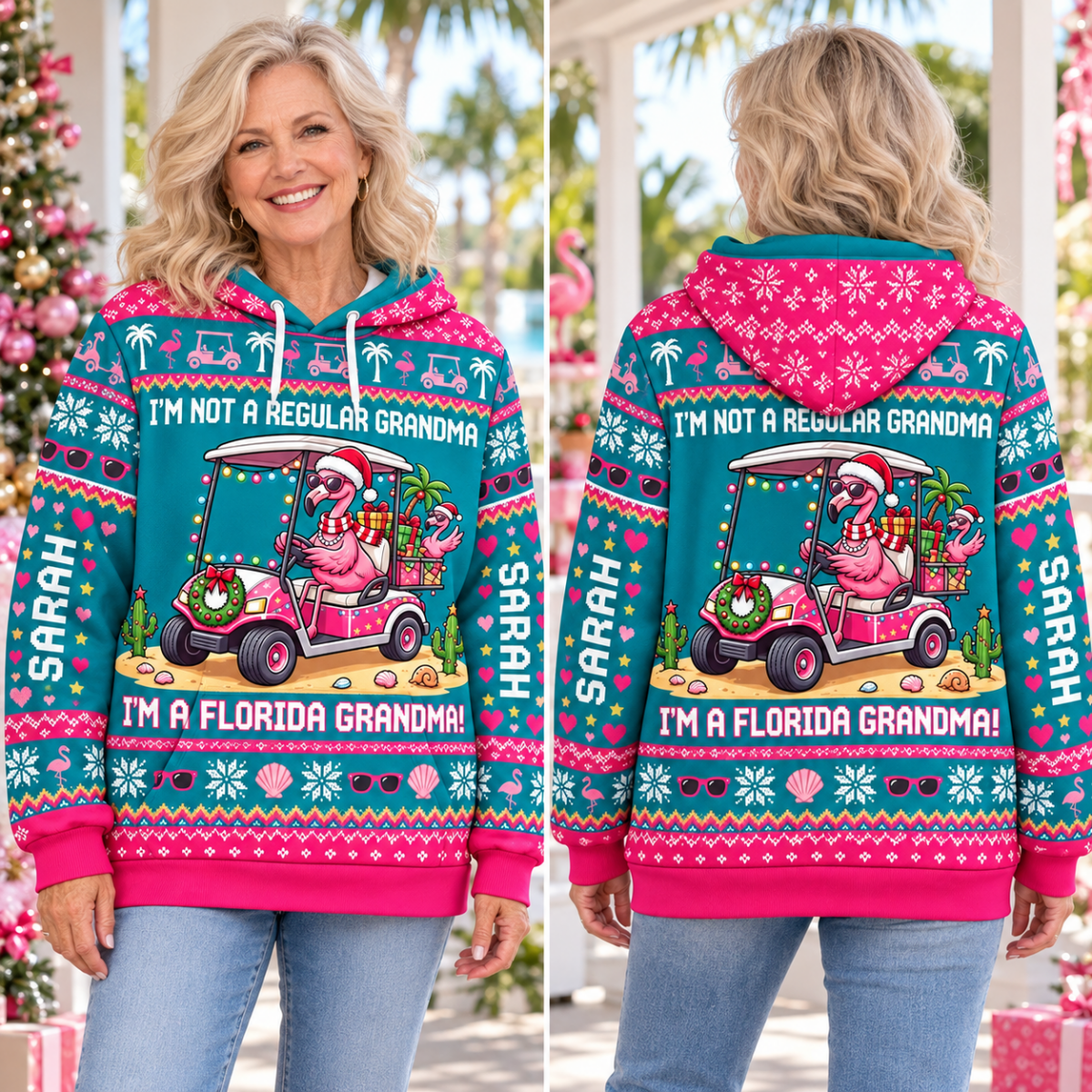 Personalized I’m Not A Regular Grandma I’m A Florida Grandma Flamingo Sweater & Hoodie - FlamingoAholic