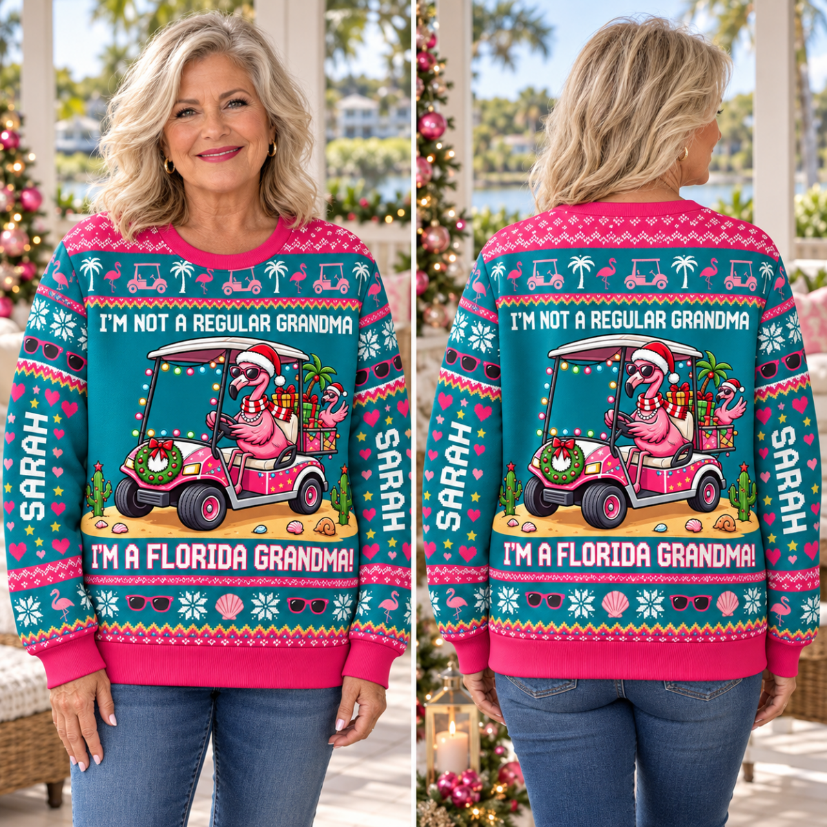 Personalized I’m Not A Regular Grandma I’m A Florida Grandma Flamingo Sweater & Hoodie - FlamingoAholic