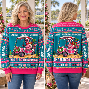 Personalized I’m Not A Regular Grandma I’m A Florida Grandma Flamingo Sweater & Hoodie - FlamingoAholic