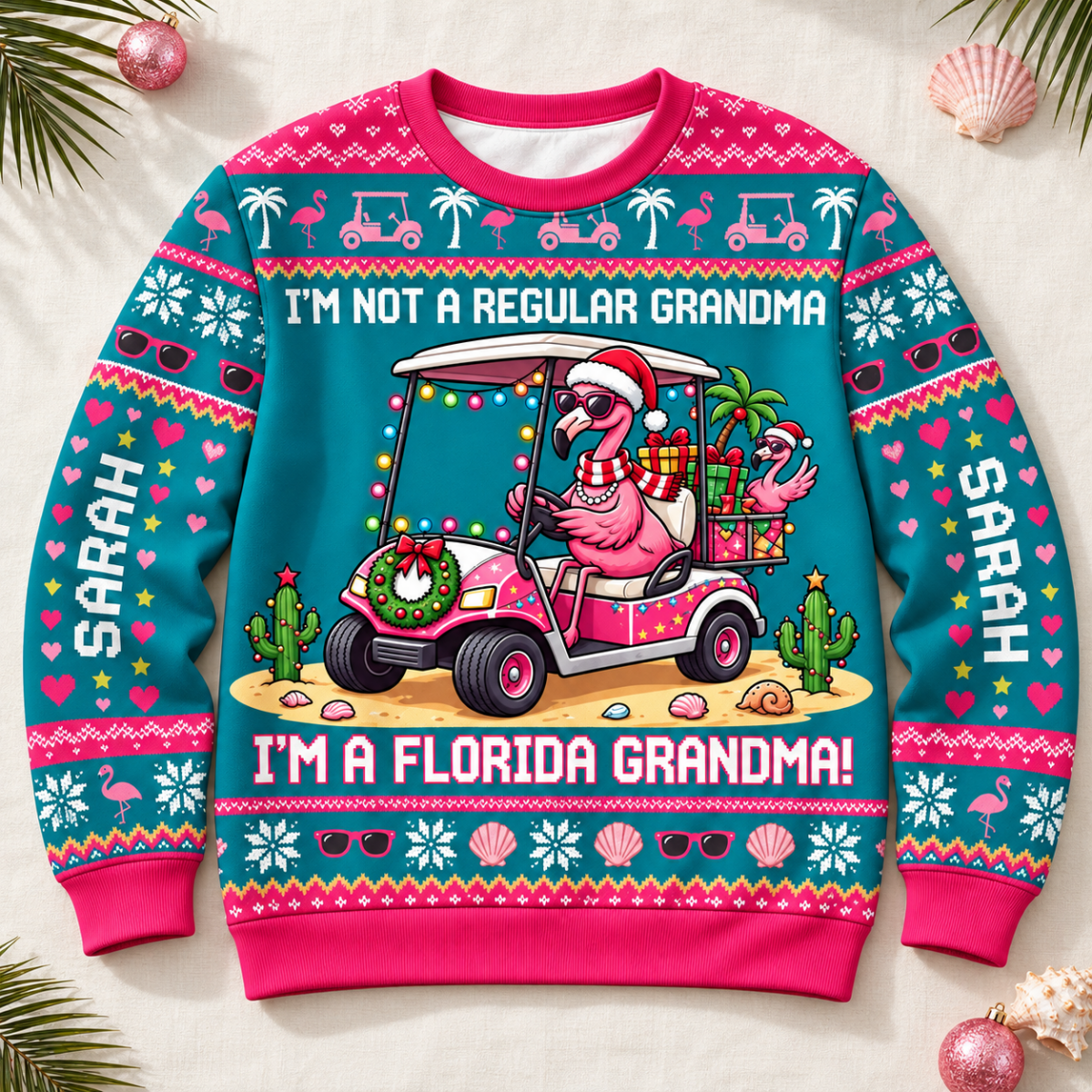 Personalized I’m Not A Regular Grandma I’m A Florida Grandma Flamingo Sweater & Hoodie - FlamingoAholic