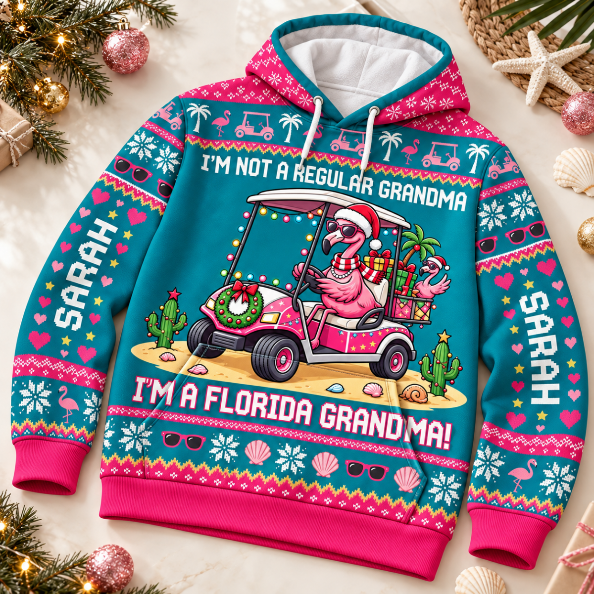 Personalized I’m Not A Regular Grandma I’m A Florida Grandma Flamingo Sweater & Hoodie - FlamingoAholic