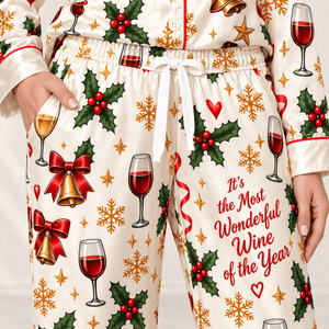Personalized It's the Most Wonderful Wine of the Year Satin Pajamas Set - FlamingoAholic
